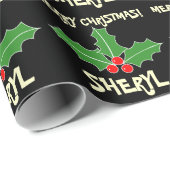 Gepersonaliseerd holly verlaat kerstpapier cadeaupapier (Rol Hoek)