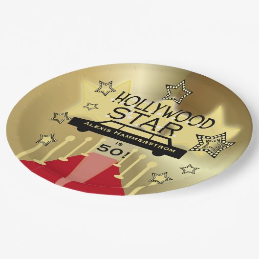 Gepersonaliseerd Hollywood Star Birthday Paper Bor Papieren Bordje (Gekanteld)