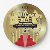 Gepersonaliseerd Hollywood Star Birthday Paper Bor Papieren Bordje (Voorkant)