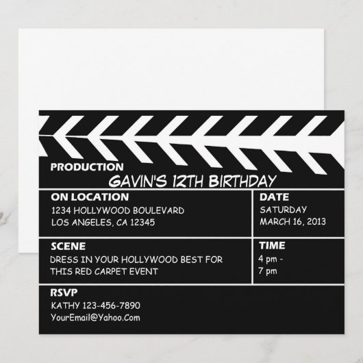 Gepersonaliseerd Hollywood Walk van Fame Invitatio Kaart (Voorkant / Achterkant)