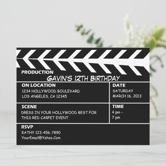Gepersonaliseerd Hollywood Walk van Fame Invitatio Kaart (Staand voorkant)