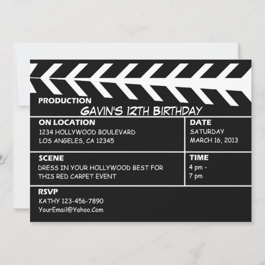 Gepersonaliseerd Hollywood Walk van Fame Invitatio Kaart (Voorkant)