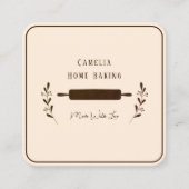 Gepersonaliseerd Home Bakkerij Chef Minimalist Bru Vierkante Visitekaartje (Voorkant)