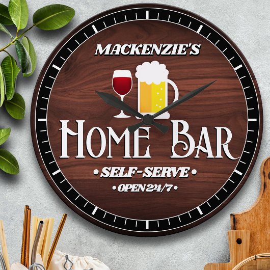 Gepersonaliseerd Home Bar Thema Grote Klok