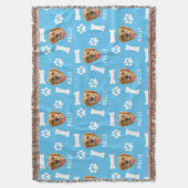 Gepersonaliseerd hond huisdier foto & naam blauw deken (Voorkant Verticaal)