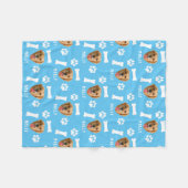 Gepersonaliseerd hond huisdier foto & naam blauw fleece deken (Voorkant (Horizontaal))