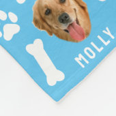 Gepersonaliseerd hond huisdier foto & naam blauw fleece deken (Hoek)