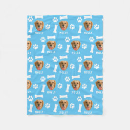 Gepersonaliseerd hond huisdier foto & naam blauw fleece deken
