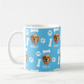 Gepersonaliseerd hond huisdier foto & naam blauw koffiemok (Links)