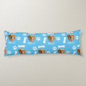 Gepersonaliseerd hond huisdier foto & naam blauw lichaamskussen (Achterkant)