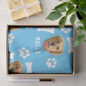 Gepersonaliseerd hond huisdier foto & naam blauw tissuepapier (Geschenk)