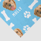 Gepersonaliseerd hond huisdier foto & naam blauw tissuepapier (Detail)