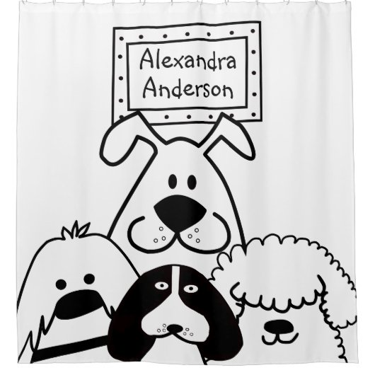 Gepersonaliseerd Hondenliefhebber Douchegordijn (Voorkant)