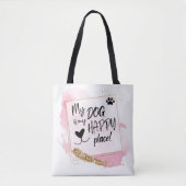 Gepersonaliseerd Hondenliefhebber Happy Place Pink Tote Bag (Voorkant)