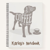 Gepersonaliseerd hondenliefhebber koffieliefhebber notitieboek (Voorkant)