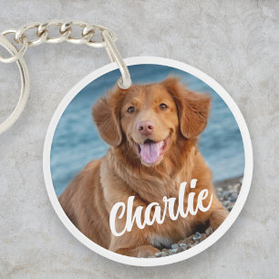 Gepersonaliseerd Hondenliefhebber Twee foto Pet Ke Sleutelhanger