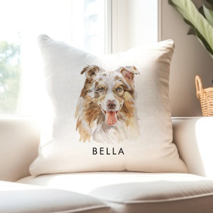 Gepersonaliseerd Hondenliefhebber Waterverf Hond M Kussen
