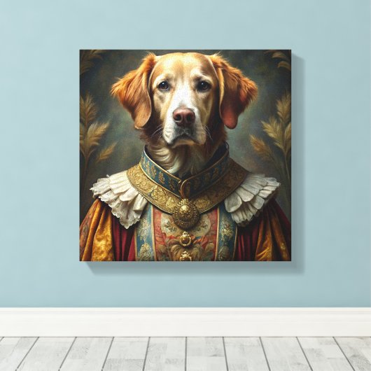 Gepersonaliseerd hondenportret: uw hond als ridder canvas afdruk (Insitu (Houten vloer))