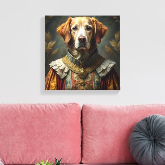 Gepersonaliseerd hondenportret: uw hond als ridder canvas afdruk (Insitu (Woonkamer))