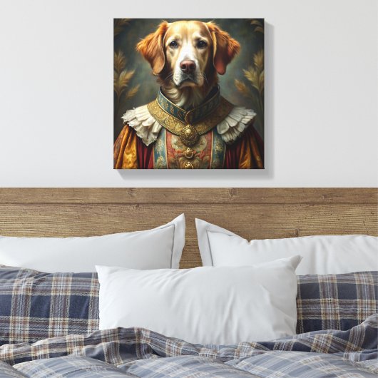 Gepersonaliseerd hondenportret: uw hond als ridder canvas afdruk (Insitu (Slaapkamer))