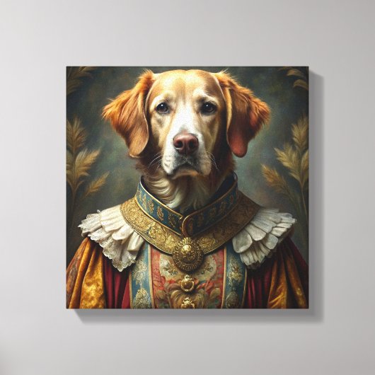 Gepersonaliseerd hondenportret: uw hond als ridder canvas afdruk (Voorkant)
