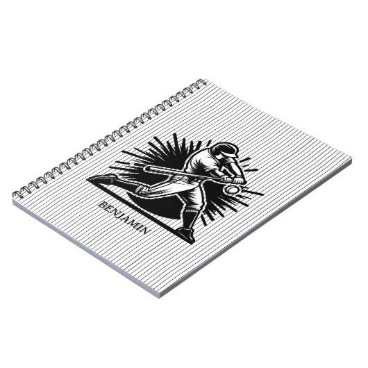 Gepersonaliseerd honkbal Batter Notitieboek (Linkerzijde)