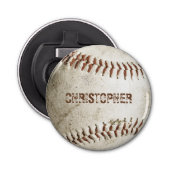 Gepersonaliseerd honkbal button flesopener (Voorkant)