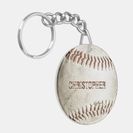 Gepersonaliseerd  honkbal sleutelhanger (Voorkant Links)