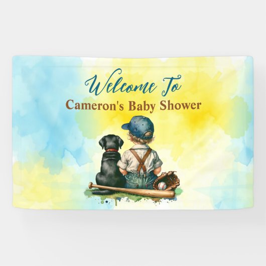 Gepersonaliseerd honkbal thema Baby shower Spandoek (Horizontaal)