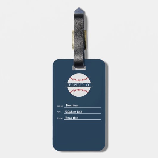 Gepersonaliseerd honkbal thema Bagagelabel (Achterkant verticaal)