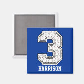 Gepersonaliseerd honkbalnummer 3 magneet (Voorkant / Achterkant)