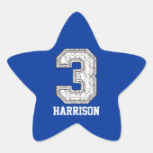 Gepersonaliseerd honkbalnummer 3 ster sticker (Voorkant)