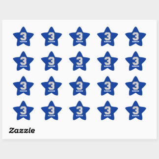Gepersonaliseerd honkbalnummer 3 ster sticker