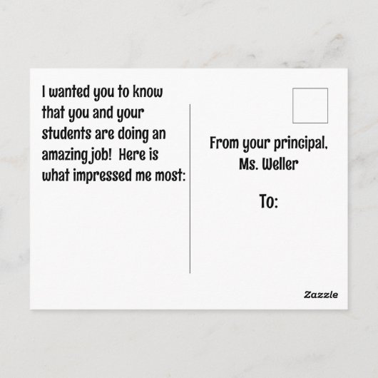 Gepersonaliseerd hoofdbezoek positieve feedback kl briefkaart (Achterkant)