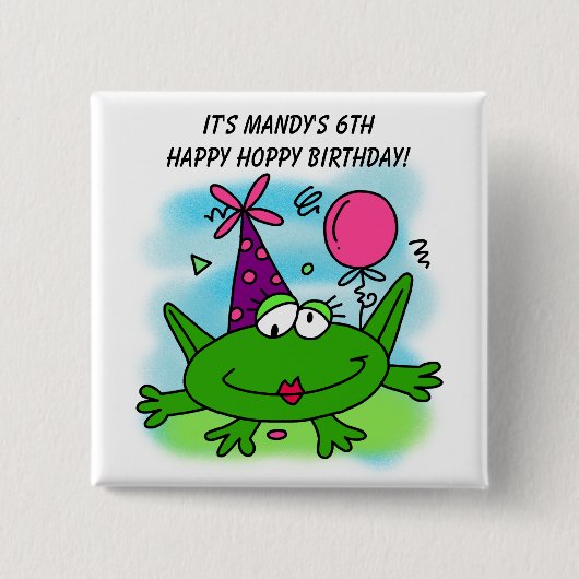 Gepersonaliseerd Hoppy Birthday Button (Voorkant)