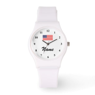 Gepersonaliseerd horloge met naam en Amerikaanse v