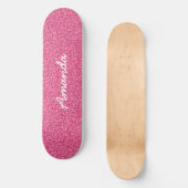 Gepersonaliseerd Hot Pink Glitter skateboard (Voorkant)