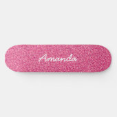 Gepersonaliseerd Hot Pink Glitter skateboard (Horizontaal)