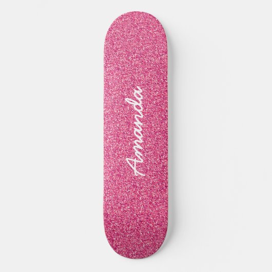 Gepersonaliseerd Hot Pink Glitter skateboard (Voorkant)