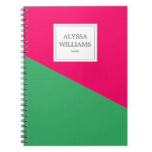 Gepersonaliseerd Hot Pink Green Custom Girly Moder Notitieboek