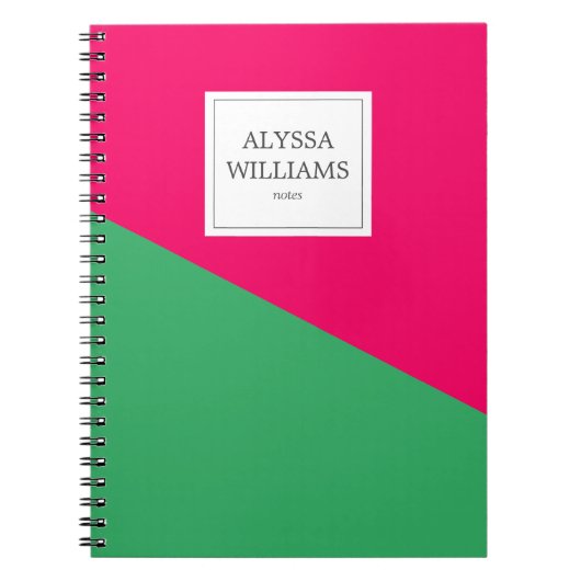 Gepersonaliseerd Hot Pink Green Custom Girly Moder Notitieboek (Voorkant)