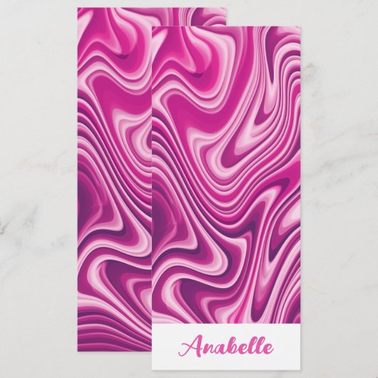 Gepersonaliseerd Hot Pink Liquid Marble Bladwijzer (Voorkant / Achterkant)