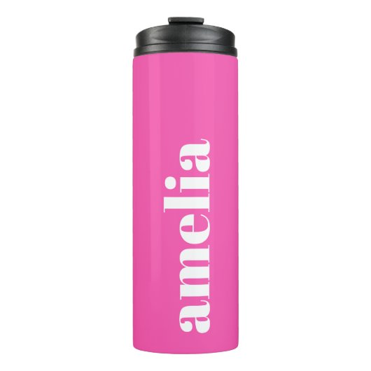 Gepersonaliseerd Hot Pink Monogram Thermosbeker (Voorkant)