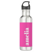 Gepersonaliseerd Hot Pink Monogram Waterfles (Voorkant)