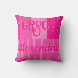 Gepersonaliseerd Hot Pink Retro Pattern Sierkussen