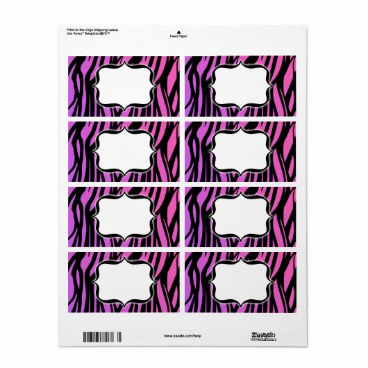 Gepersonaliseerd Hot Zebra Blank Label (Full Sheet)