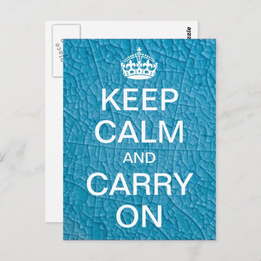 Gepersonaliseerd HOUD KALM en DRAAG DOOR - blauwe  Briefkaart (Voorkant / Achterkant)