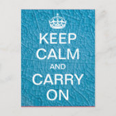 Gepersonaliseerd HOUD KALM en DRAAG DOOR - blauwe  Briefkaart (Voorkant)