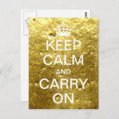 Gepersonaliseerd HOUD KALM en DRAAG DOOR - goudste Briefkaart (Voorkant / Achterkant)