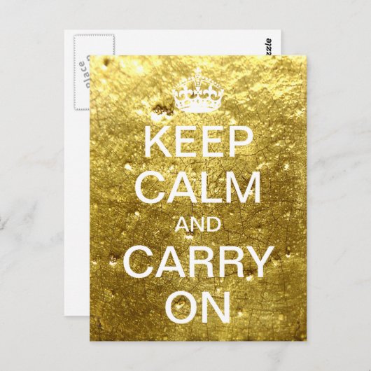 Gepersonaliseerd HOUD KALM en DRAAG DOOR - goudste Briefkaart (Voorkant / Achterkant)